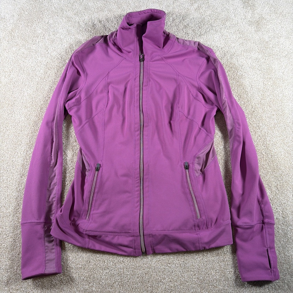 Tangerine Athletic Full‎ Zip Running Jacket Womens Medium Purple Thumbholes Jog
